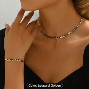 Leopard flat snake neck bracelet chain set